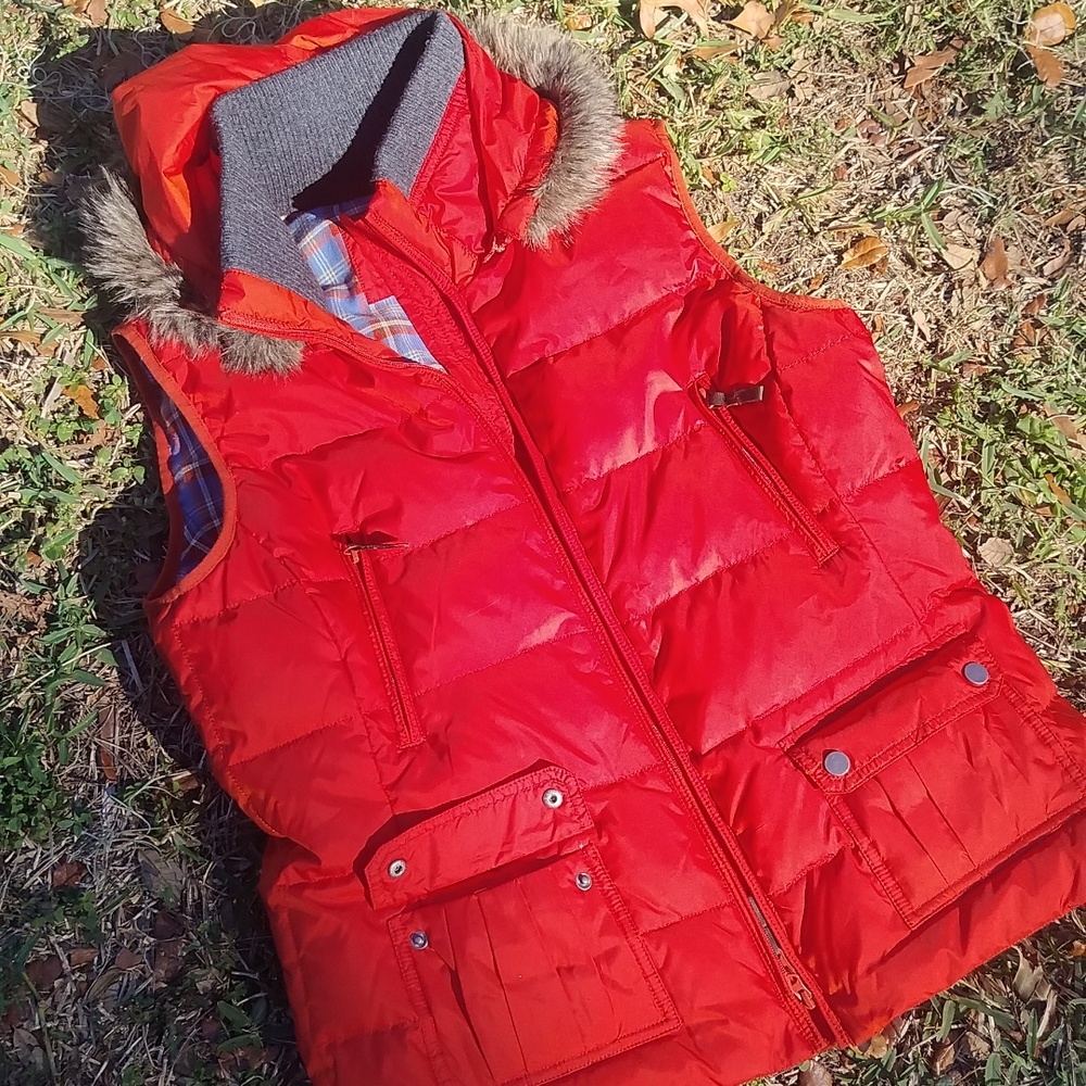 Metro Large New Orange Hoodie Vest